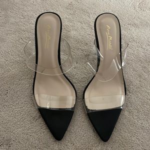 Black Clear Strap Heels